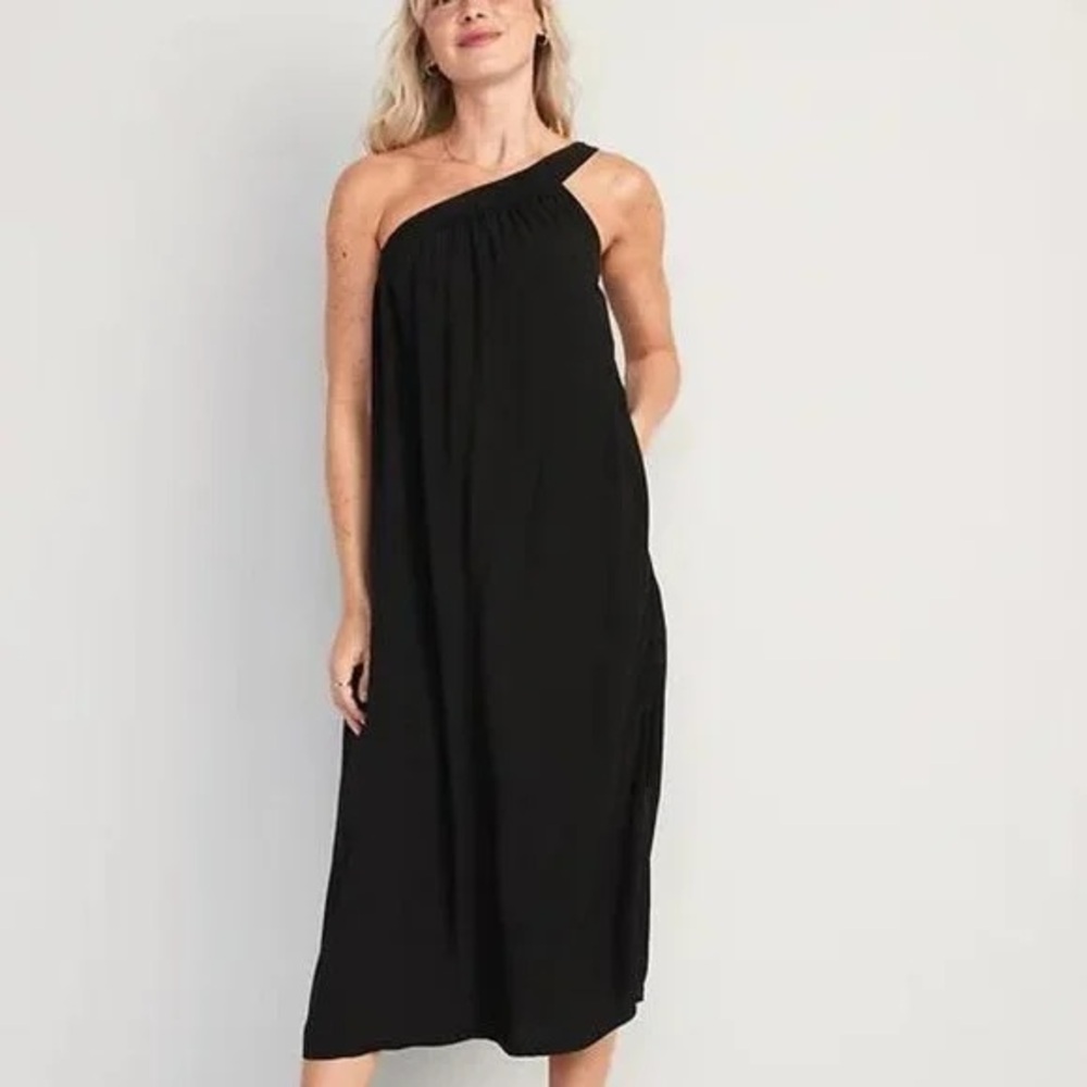 One Shoulder Midi Shift Dress